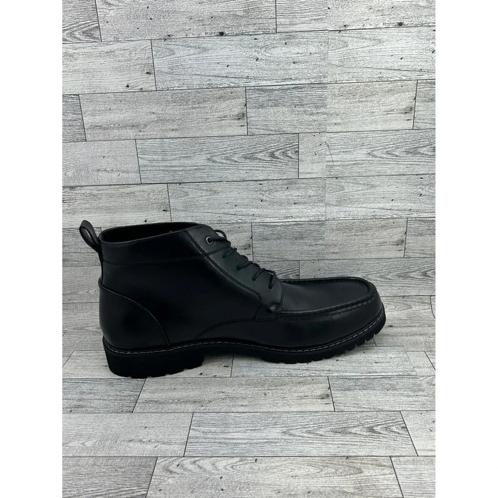 Rockport CJ1573 Men Black Moc Toe Chukka Boots Lace Up Size 14M Lug Sole